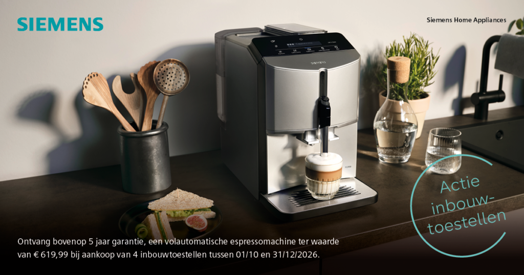 Siemens espressomachine cadeau bij aankoop van 4 inbouwtoestellen